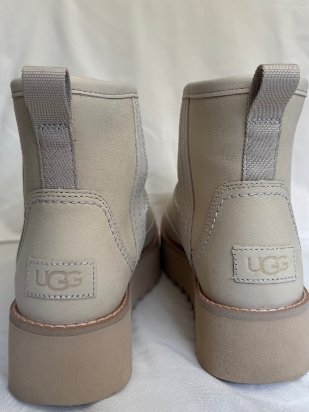 UGG® Classic Rebel Mini Biker Platform Bootie (Women) Color: Bone Leather Size 8
